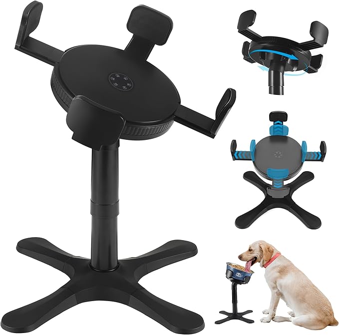 Dog Bowls,Elevated Adjustable Dog Bowl Stand with 3 Heights & Tilted Feeding Design, Raised Stand Compatible with Medium & Large Breeds(1 Pack) Black