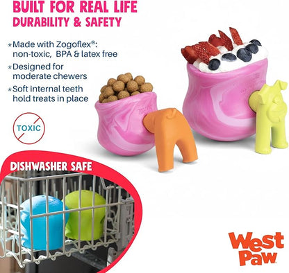 WEST PAW Zogoflex Toppl Interactive Treat Dispensing Puzzle Dog Toy for Mental Stimulation & Enrichment-Holds Kibble & Treats-Lickable, Freezable & Dishwasher Safe-Made in USA-Large-Candy Swirl