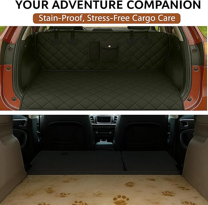 fidozen Universal Cargo Liner for SUV – Waterproof Dog Trunk Mat, Non-Slip Back Seat Protector, Car Bed Cover, Pet Barrier, Rear Liner Accessories for Trucks & Sedans, Universal Fit Trunk Cover