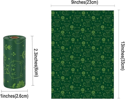 Dog Poop Bags Rolls, Lemon Scent Biodegradable Dark Green, Large 9x13 Inch With Dispenser, Leakproof & Easy Tear 240 Count (16 Rolls) for Outdoor Dog Walking