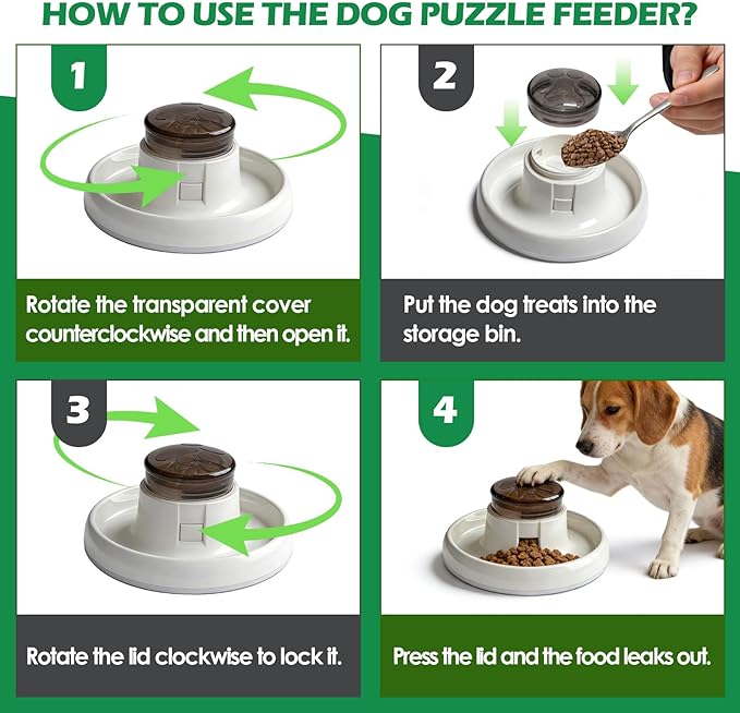 Interactive Dog Puzzle Toys & Slow Feeder - Treat Dispensing Dog Enrichment Toys for IQ Training, Mental Stimulating Toys for Healthy Digestion, Easy to Clean & Anti-Slip Design