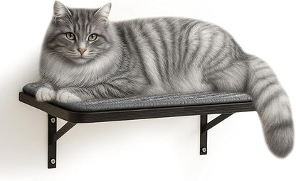Cat Wall Shelf Window Perch, Cats Bed Hammock with Scratching Pad, Cat Shelf for Climbing Sleeping Playing,Black Furniture for Indoor Large Cats