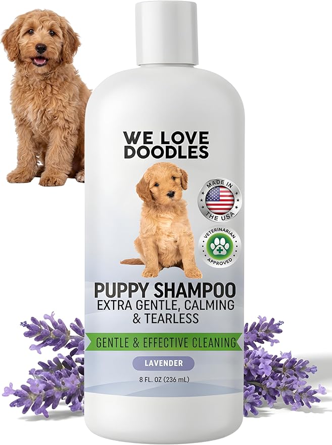 Puppy Shampoo & Conditioner | Made in USA | Tear Free | Best Shampoo for Puppies | Sensitive & Itchy Skin Wash | Oatmeal Bathing | Tearless, Lavender, 8oz [We Love Doodles]