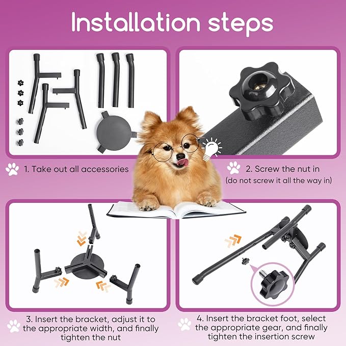 Adjustable Elevated Dog Bowl Stand, Metal Raised Feeder for Medium & Large Dogs, 3 Heights (8.8", 10.8", 12.5"), Width 6.3"–10.2", Spill-Proof Mat, Anti-Slip & Quiet, Bowl Not Included