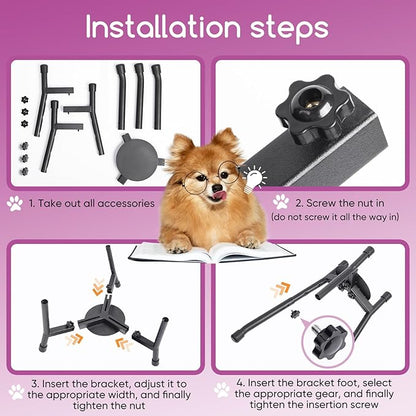 Adjustable Elevated Dog Bowl Stand, Metal Raised Feeder for Medium & Large Dogs, 3 Heights (8.8", 10.8", 12.5"), Width 6.3"–10.2", Spill-Proof Mat, Anti-Slip & Quiet, Bowl Not Included