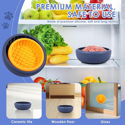 2 Pcs Dog Lick Bowl with Suction Cup, Non-Slip Slow Feeder Licking Mat, Large and Small Size, Dog Freeze Bowl for Small and Medium Dogs, BPA Free Silicone, Dishwasher Safe (Deep Blue & Orange)