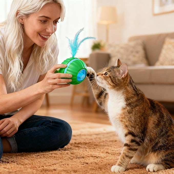 Interactive Cat Toys for Indoor Cats,Automatic Moving Kitten Toys,Cat Toys for Bored Indoor Adult Cats,Smart Rechargeable Cat Enrichment Toys for Cats to Keep Them Busy, Cat Balls Pet Toys