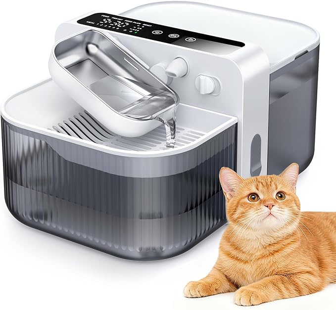 3.5L Wireless Cat Water Fountain with No Filters, 180-Day Battery & Precision Flow Control,Smart Pet Water Dispenser with Wastewater Separation & Custom Scheduling for Cats & Dogs, White