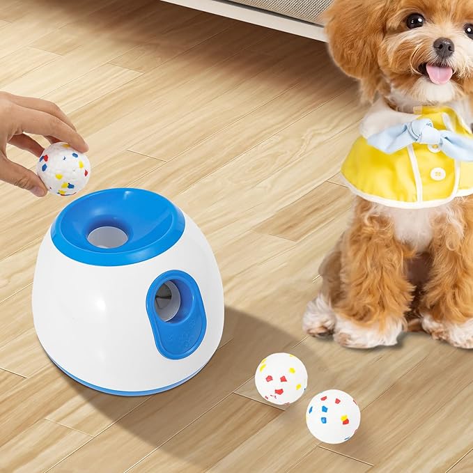 Automatic Dog Ball Launcher, Dog Ball Thrower Launcher with 3 Balls Sizing 2 Inch Interactive Balls Launchers for Dogs with Adjustable Distance Settings 10-30ft for Indoor Backyards Parks