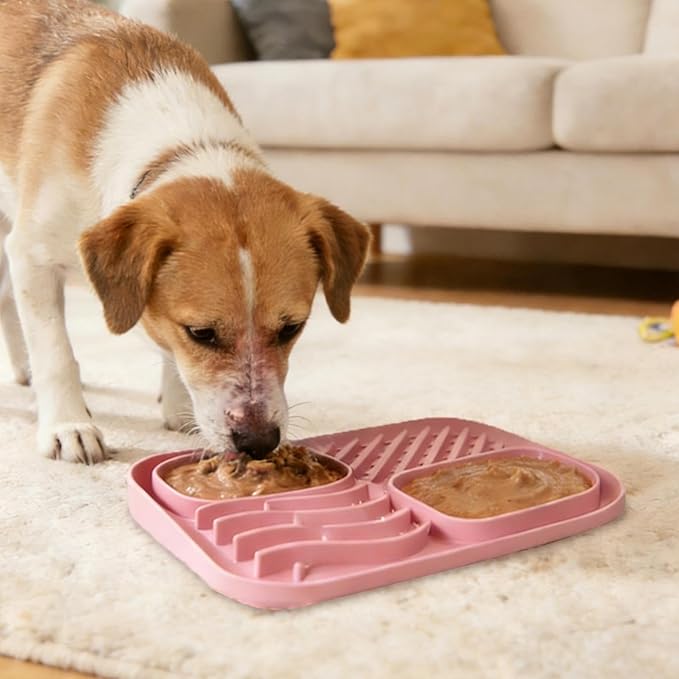Silicone Licking Mat, Non-Slip Puzzle Feeder Tray, Medium Size Pet Enrichment Treat Feeding, Food Puzzle Suction Base Detail, Dog Cat Feeding Category Accessory, Interactive Lick Pad