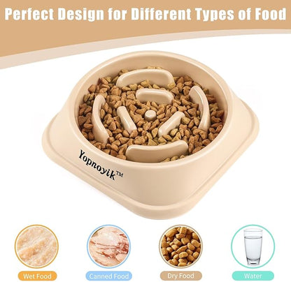 Slow Feeder Dog Bowls for Healthy Eating, Non-Slip and Anti-Choking Design, Reduces Bloating & Overeating for Medium Dogs and Cats, Easy to Clean