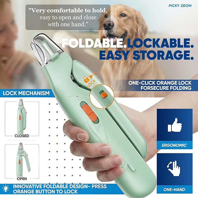 2-in-1 Dog & Cat Nail Clippers and Grinder with Light – Upgraded Safety Guard to Avoid Overcutting, Sharp Blade, Painless Quiet Pet Nail Claw Trimmers, Professional Grooming Tool for Large Small Pets