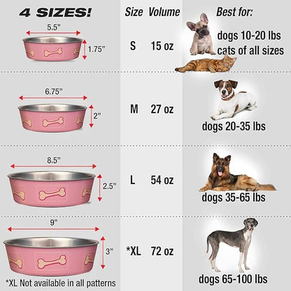 Loving Pets Coastal Bella Bowl for Dogs, Medium, Pink