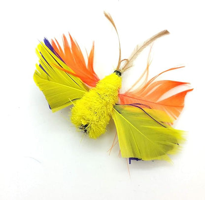 2 Inch Handmade Cat Toy Teaser Wand Refill Butterfly - Yellow Natural Material Toy, Hunting Instinct Play, Interactive Exercise Attachment for Indoor Cats