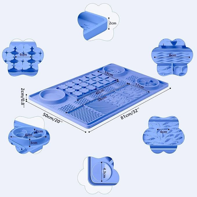 Large Silicone Snuffle Mat, 32"x 20" Dog Lick Mat with Suction Cups, Slow Feeder for Small | Medium | Large | Multiple Dogs Slow Eating, Boredom Reducer (Blue)