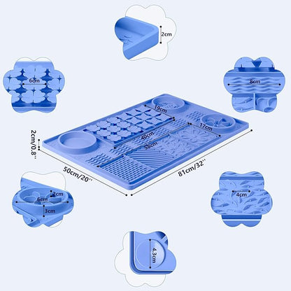 Large Silicone Snuffle Mat, 32"x 20" Dog Lick Mat with Suction Cups, Slow Feeder for Small | Medium | Large | Multiple Dogs Slow Eating, Boredom Reducer (Blue)