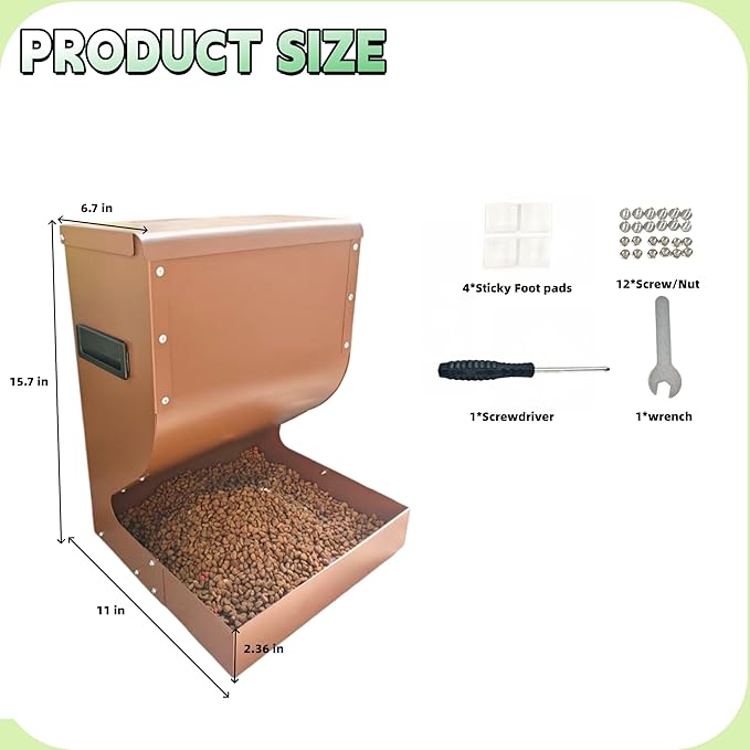 Galvanized Dog Feeders for Large Dogs, 15LBS Gravity Automatic Dog Feeder, Suitable for Indoor and Outdoor Use, Suitable for Medium Dogs,Cats,Poultry, and Pets