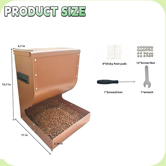 Galvanized Dog Feeders for Large Dogs, 15LBS Gravity Automatic Dog Feeder, Suitable for Indoor and Outdoor Use, Suitable for Medium Dogs,Cats,Poultry, and Pets