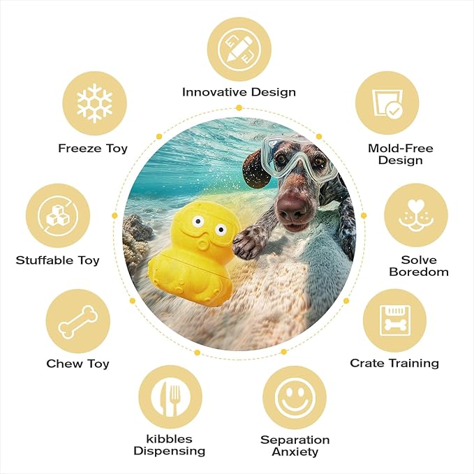 OYR Frozen Dog Treat Dispensing Chew Toy for Aggressive Chewers to Keep Them Busy, Ice Cream Holder Freeze Bone with Mold Cups, Fillable Cognitive Licking Toy (Yellow)