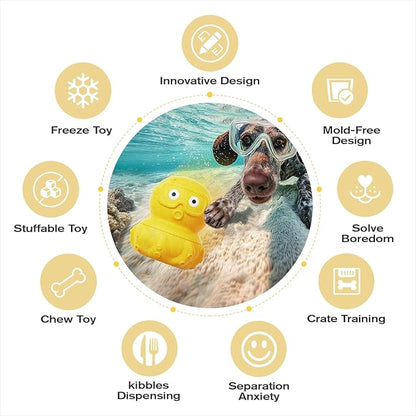OYR Frozen Dog Treat Dispensing Chew Toy for Aggressive Chewers to Keep Them Busy, Ice Cream Holder Freeze Bone with Mold Cups, Fillable Cognitive Licking Toy (Yellow)