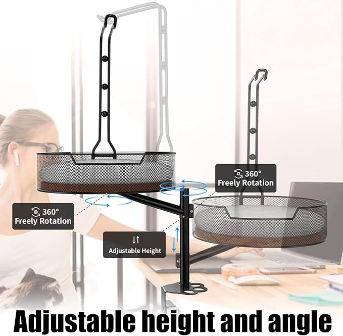 Desk Hammock for Cat with Height Adjustable Lounging Bed Perch Breathable Cloth Resting Bed Hammock