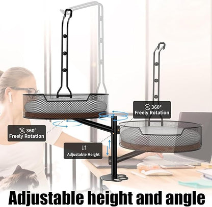Desk Hammock for Cat with Height Adjustable Lounging Bed Perch Breathable Cloth Resting Bed Hammock