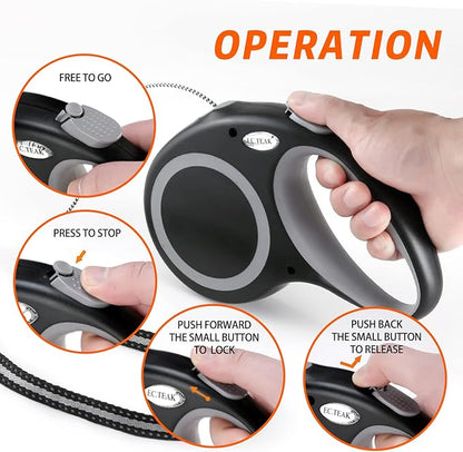 Retractable Dog Leash, 30 FT Dog Walking Leash for Small Medium Large Dogs up to 110 lbs, Heavy Duty No Tangle, Black