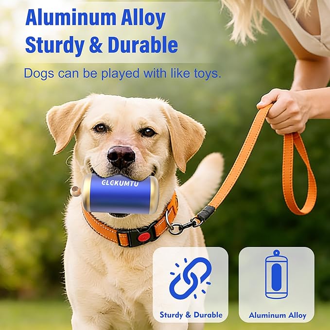 Dog Poop Bag Dispenser, Upgraded Aluminum Poop Bag Holders for Leashes, Durable Leakproof Pet Waste Holder w/Carabiner Clip, 2 Rolls Waste Bags Included, Outdoor Dog Walking Travel (Blue)
