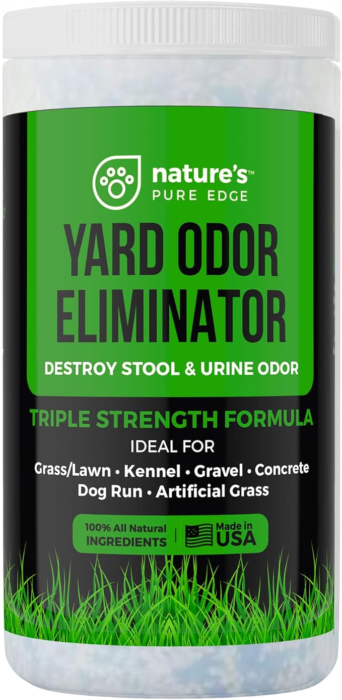 Nature's Pure Edge Yard Odor Eliminator. Perfect for Artificial Grass, Patio, Kennel, and Lawn. Instantly Removes Stool and Urine Odor. Long Lasting. Kid and Pet Safe.