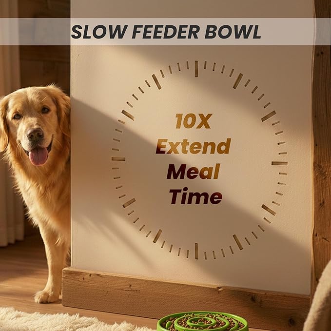 Slow Feeder Dog Bowl for Small, Medium & Large Dogs – Anti-Gulping Puzzle Maze Bowl, Non-Slip Slow Eating Dog Dish, Prevents Bloat & Improves Digestion, Interactive Pet Feeder (Green, Large)