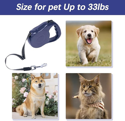 Retractable Dog Leash 16ft, Tangle-Free Expandable Leash for Medium Dogs Up to 33lbs, Easy-Adjust Lock & Anti-Slip Handle for Safe Walks