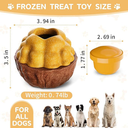 Interactive Dog Frozen Treat Toy for Chewers, Enrichment Puzzle Treat Dispenser with Small Popsicle Molds for Medium Large Dogs Keep Busy, Chew Toy for Puppy Teething Reduce Anxiety -Brown