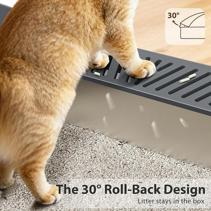 2 Pack Stainless Steel Litter Box for Kitty | Metal Kitty Litter Box with Lid High Sided for Small Cats or Injured Cats, Bunny Litter Boxes, Low Entry, Odor-Free, Non-Stick,Includes Scoop