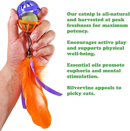 Meowijuana Compressed Catnip Ball Trio - Kalico Kush, Purrple Passion, and Whack ‘n’ Roll | Interactive Cat Toy Refill | Potent Hand Harvested Catnip Grown in North America