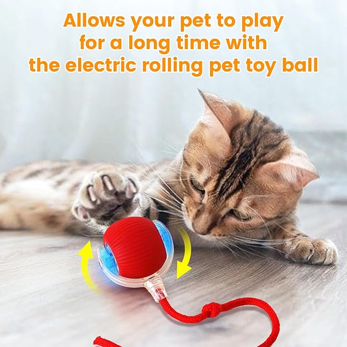 Interactive Dog Toys, Moving Dog Ball with Touch Activated, Active Rolling Ball for Puppy and Medium Dogs (Red)