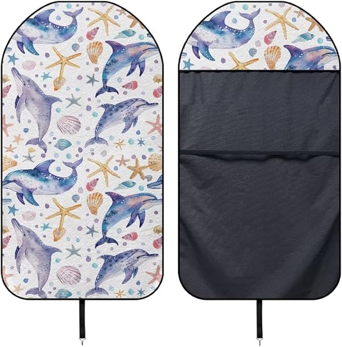 Coldinair Dolphin Towel Car Seat Cover for Men,Starfish Sweat Car Seat Protector after Workout,Gym,Swimming,Anti-Slip Universal Car Seat Covers for Truck,Van,SUV