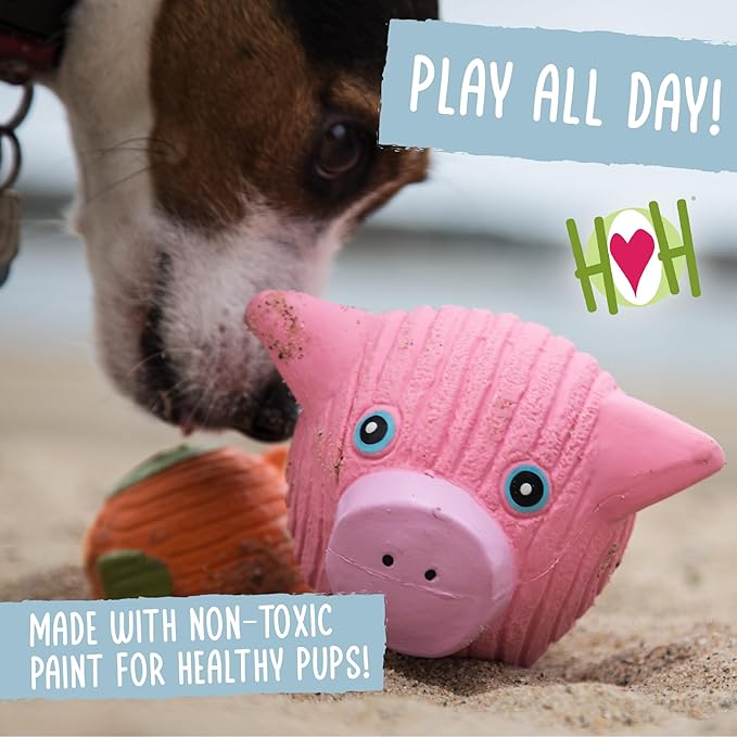 HuggleHounds Ruff-Tex Latex Ball Dog Toy - Dog Toys Rubber, Puppy Toys, Puppy Essentials, Heavy Duty Squeaky Ball for Small, Medium & Large Dogs, All Breeds - Finn The Shark, Large