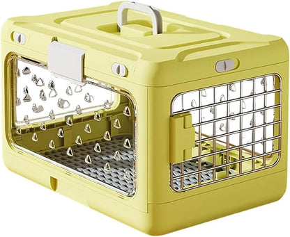 Folding Puppy Crate, Cat Travel Cage, Portable Dog Kennel, Pet Carrier for Small Dogs, Yellow