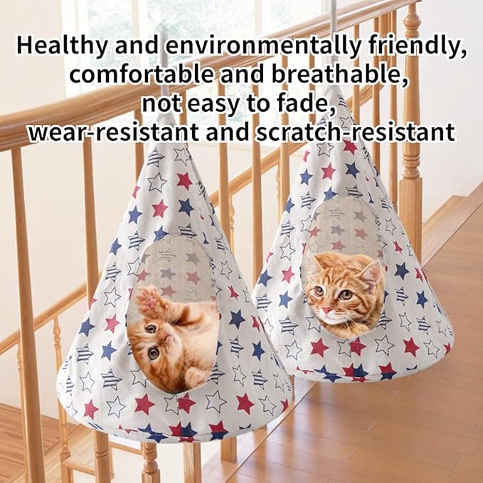 Breathable Cat Hammock Bed Comfortable Hanging Pet Hammock Bed Swing for Cats Small Dogs Rabbits (Pinkish-Orange,Large)