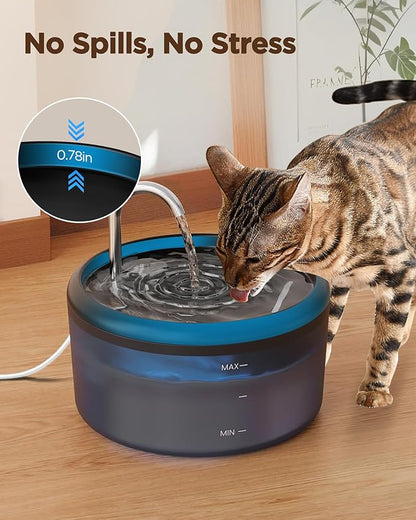 Cat Water Fountain for Cats Indoor: 80oz/2.4L Cat Fountains for Drinking - Quiet Pet Watering Bowls for Cats Inside - Black Kitten Waterer Supplies - for Small and Medium Animals