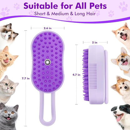 Cloud Care Cat Brush, Cat Hair Steam Brush for Shedding, 4-in-1 Self-Cleaning Pet Steam Brushs with 360° Rotating Arm for Long and Short Hair Cats and Dogs