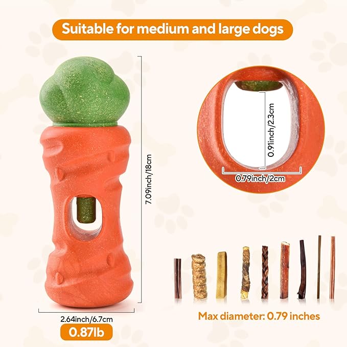 Cute Carrot Bully Stick Holder, Heavy Duty Dog Chew Holder for Large Breeds, Safety Device to Prevent Choking