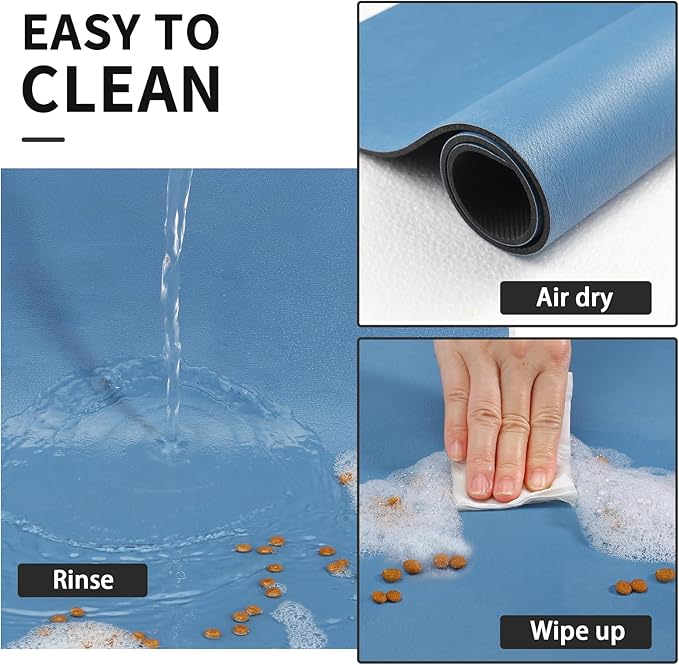 Dog Food Mat - Absorbent Cat Mat for Food and Water, No Stains Pet Feeding Bowl Mat, Easy to Clean Pet Placemats, Quick Dry Dog Water Dispenser Mat for Messy Drinkers | Paw Blue 16"x 24"