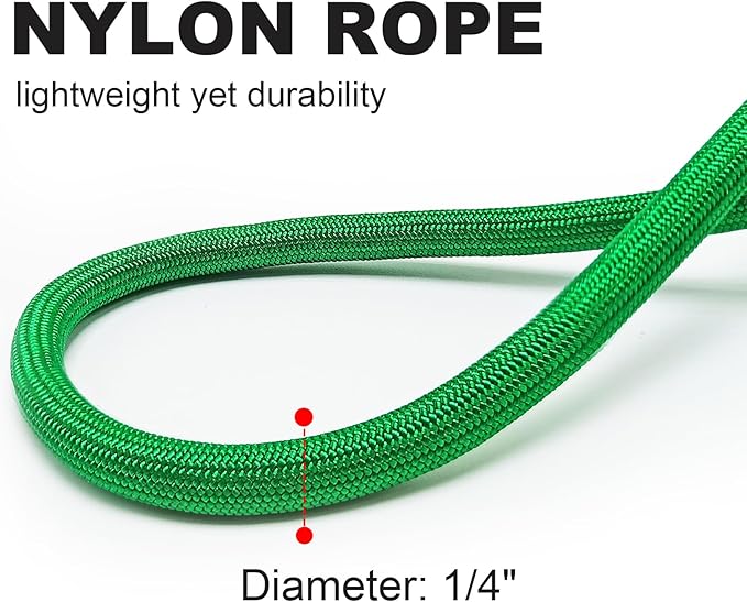 Small Dog Leash, 1/4" by 6/8/10 FT Lightweight Strong Nylon Rope Leash, Bright Classic Lead for Small Pets/Puppy/Cat (10ft, Dark Green)