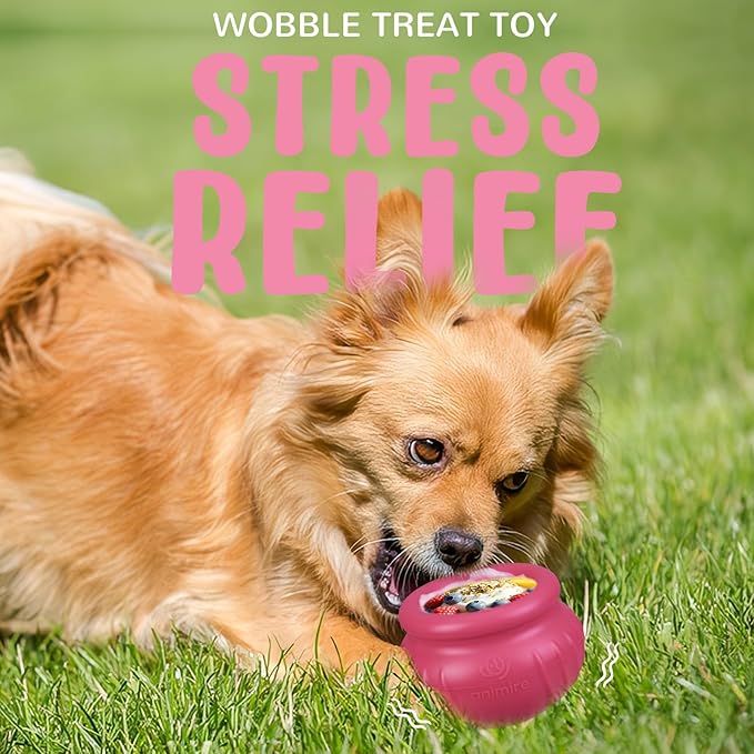 Wobbly Dog Enrichment Lick Toy, Stuffable Frozen Lick Bowl to Keep Dogs Busy, Long-Lasting Interactive Treat Dispensing Dog Toy, Silicone Fetch Catch Chew Toy(Rose,S)