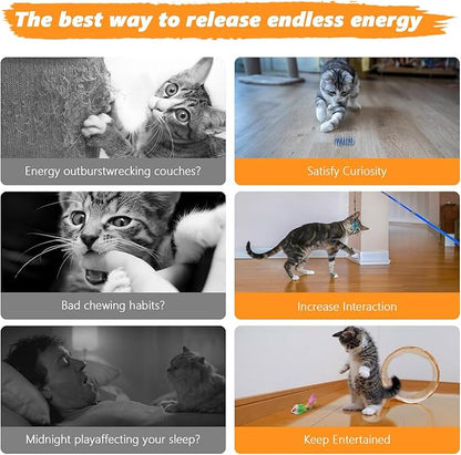 Cat Toys Pack, Interactive Cats Toys for Indoor Cat, Speedy Tail 2.0 Cat Toy, Teaser Feather Mouse Toy for Kittens (22PCS)