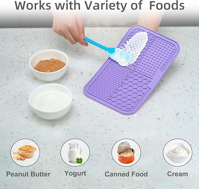 MateeyLife 2PCS Large Lick Mat for Dogs with Suction Cups, Slow Feeder Bowls, Cat Lick Mat for Anxiety Relief, Dog Toys to Keep Them Busy, Enrichment Toys for Bathing, Cat Licking Pad for Boredom