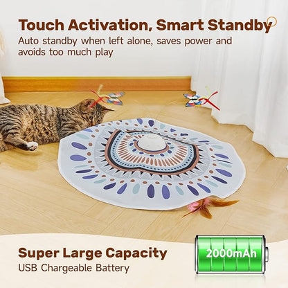 Potaroma Cat Toys Chargeable, 3in1 Hide and Seek for Kittens, Interactive Automatic Play, Fluttering Butterfly, Moving Wand Feather, Indoor Kitty Exercise 22.8 Inch Cover for All Breeds