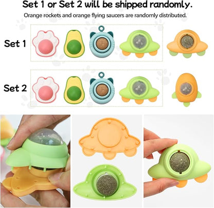 Catnip Roller Ball Catnips Wall Ball 5 Piece (3 Nips,2 Worm Galls) with 2 Replacement Cat nip Balls As Present