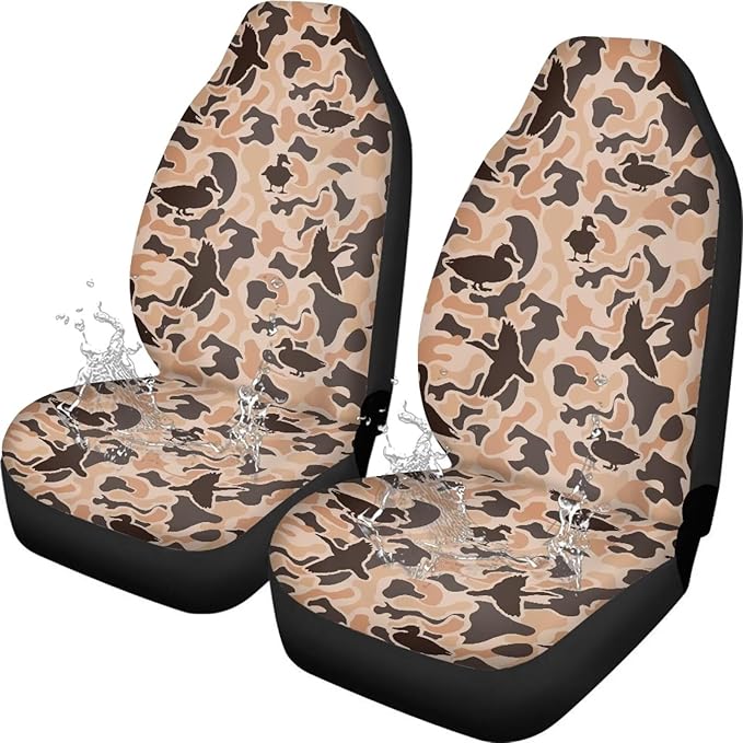 Duck Hunting Car Seat Covers Waterproof Breathable Front Seat Cover Set of 2, Easy to Install Vehicle Front Seats Interior Protector Suitable for Most Car Auto SUV Sedan Truck